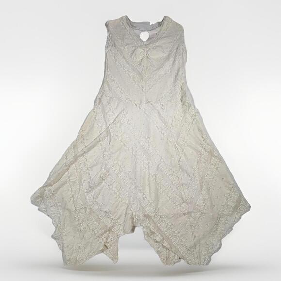 Rabbit Rabbit Rabbit Design White Crochet Lace Midi Dress Sz 10 Empire Waist(A22 - Picture 1 of 7